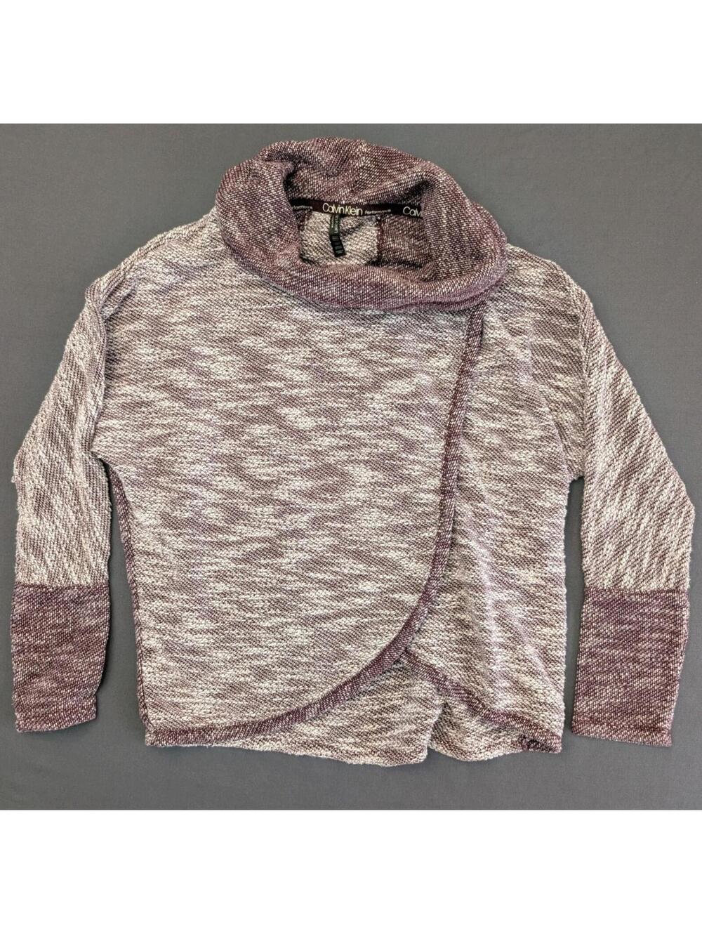 Calvin Klein Performance Marled Cowl Neck Wrap Knit Pullover Sweater Small